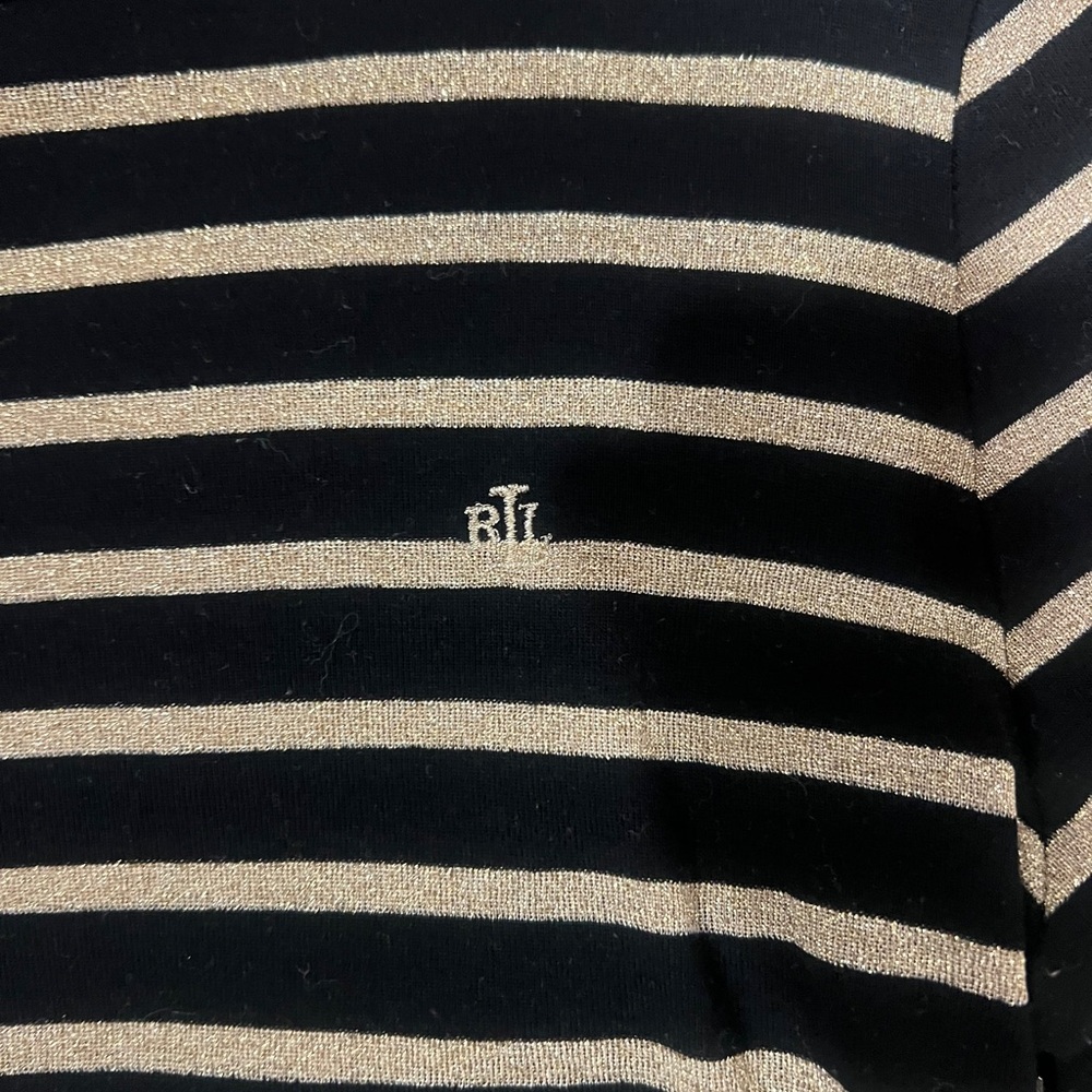 Polo Ralph Lauren Striped Black and Cream Cotton Long Sleeve Top - Picture 2 of 6